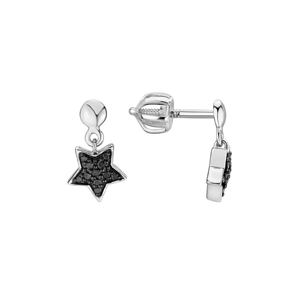 Náušnice s černými diamanty Amazing Night