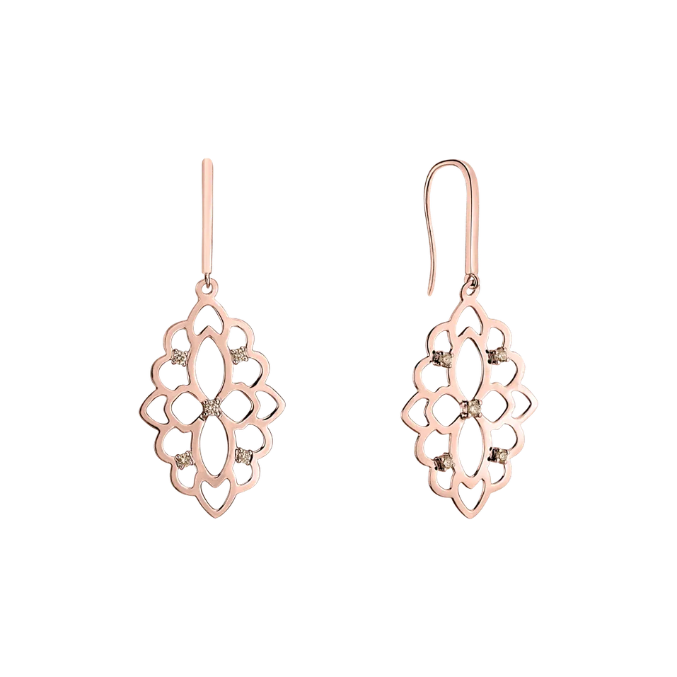 Náušnice s hnědými diamanty Folk Heritage