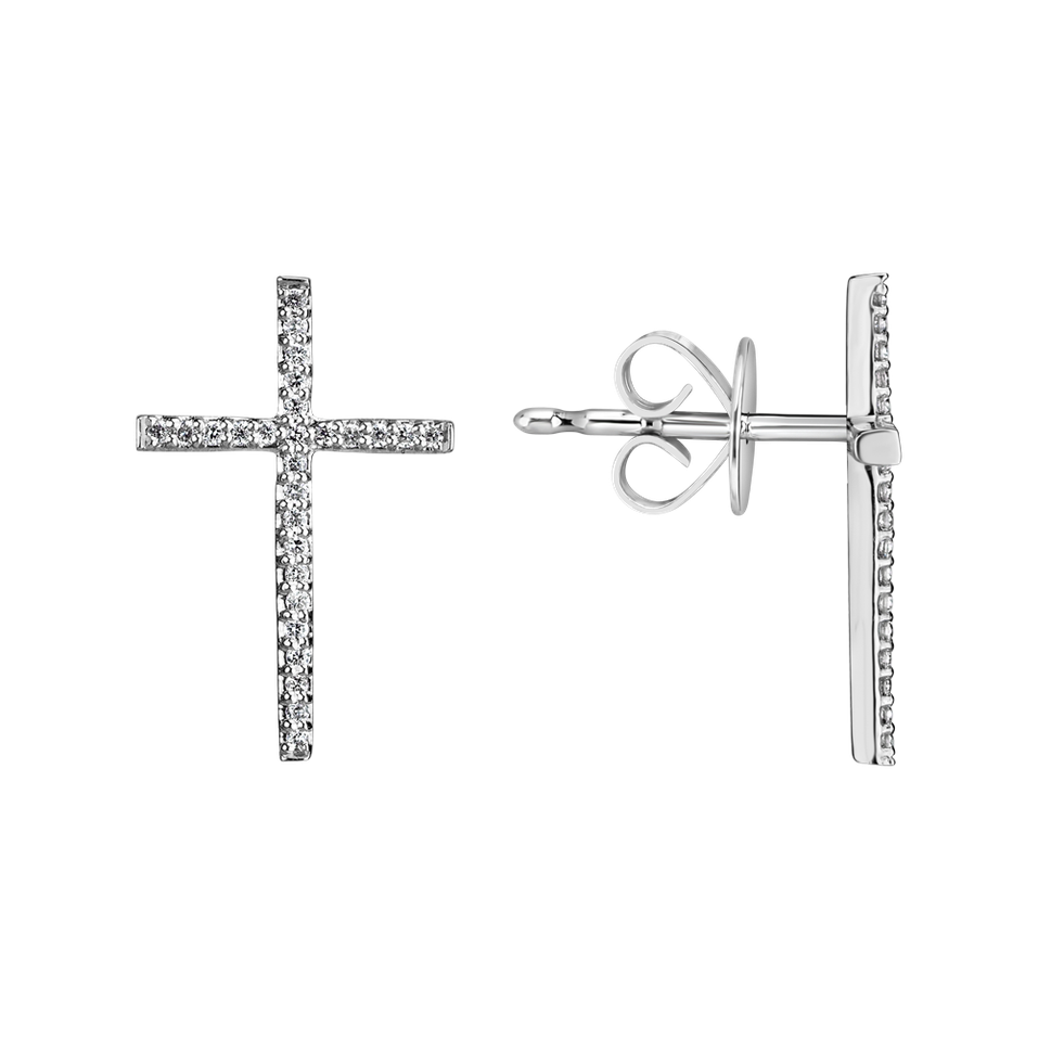 Náušnice s diamanty Shimmering Cross