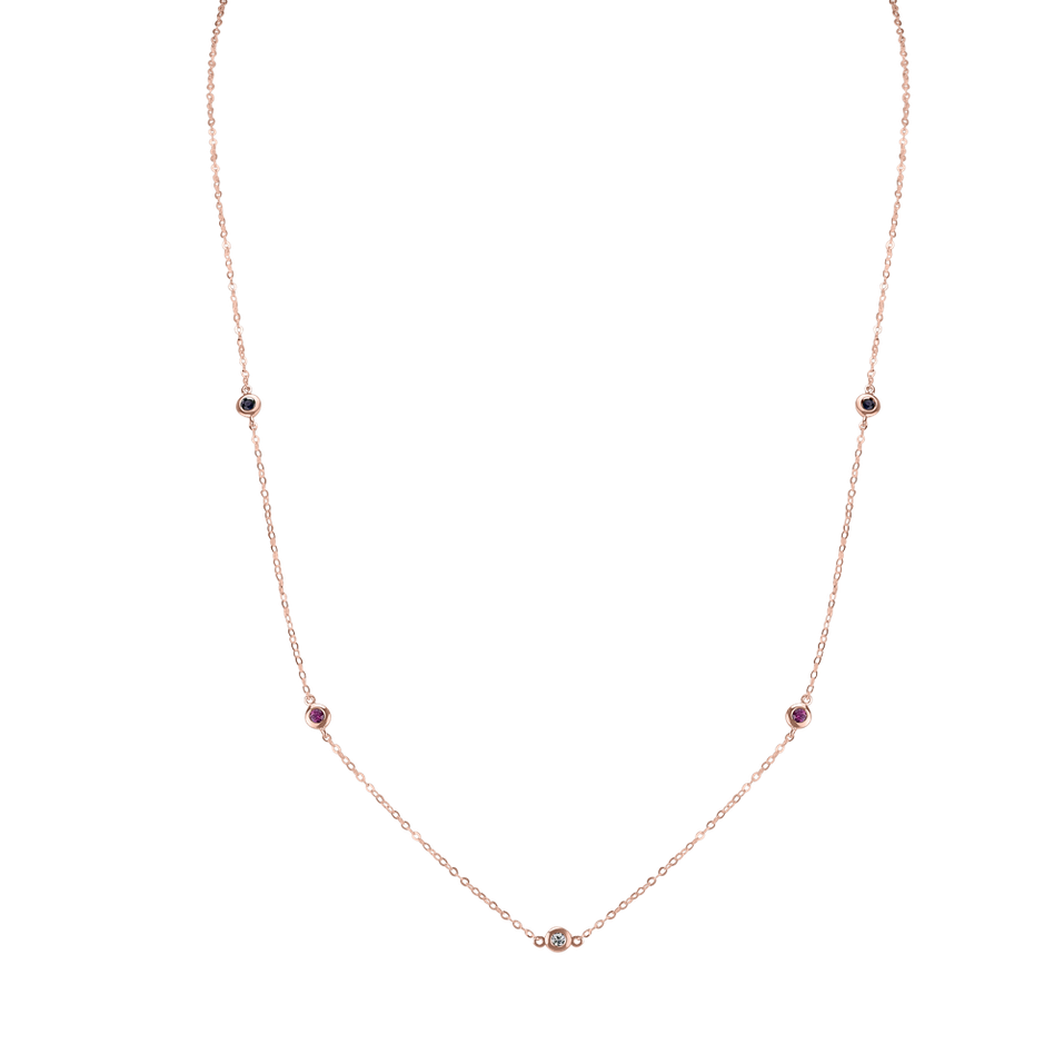 Náhrdelník s diamantem, rubíny a safíry Dots