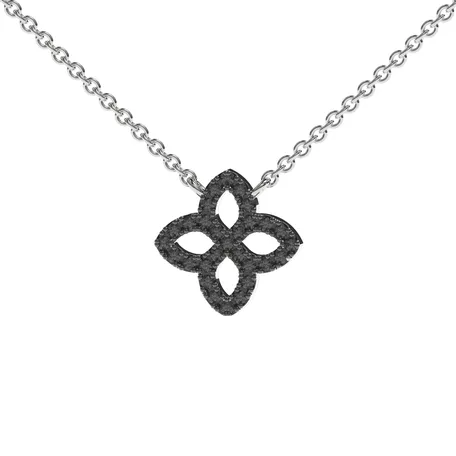 Náhrdelník s černými a bílými diamanty Glamorous Petals