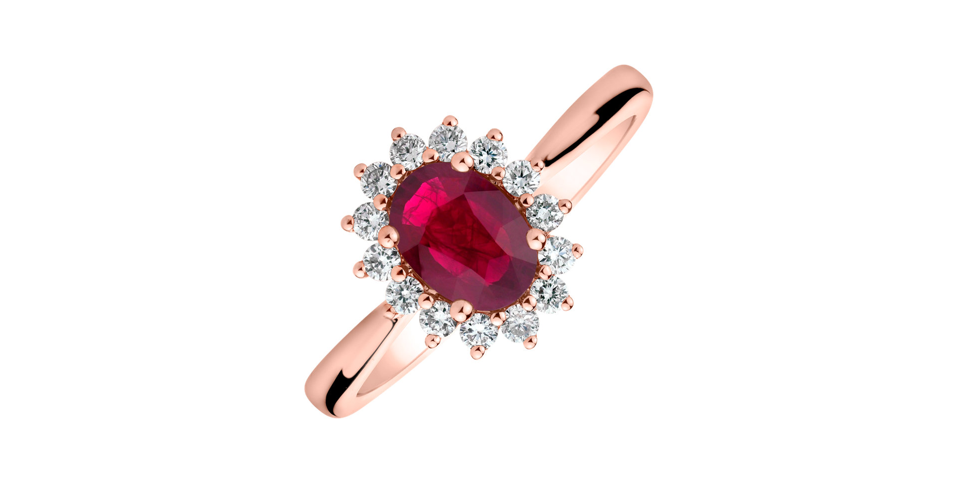 Prsten s diamanty a rubínem Princess