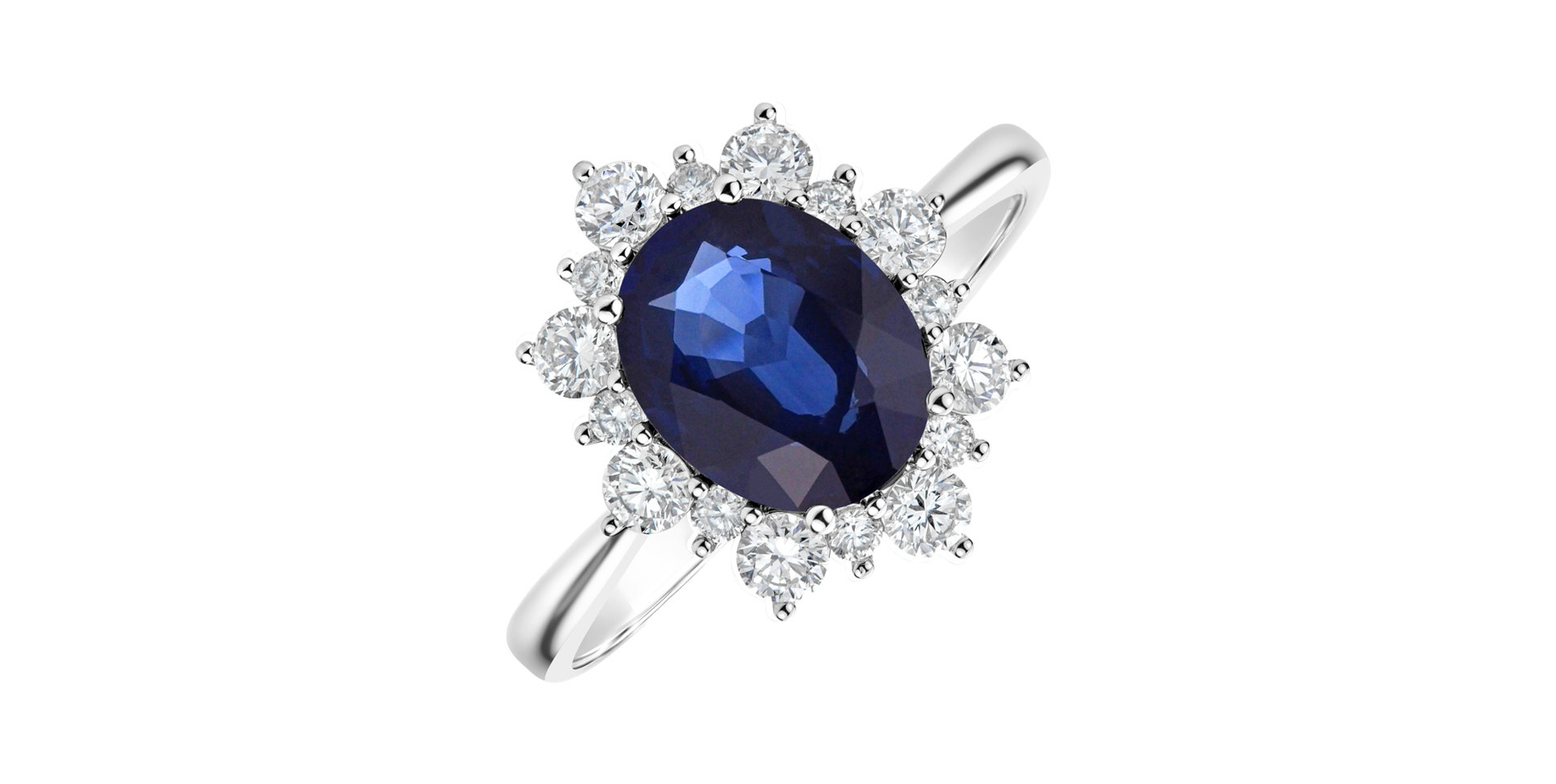 Prsten s diamanty a safírem Princess