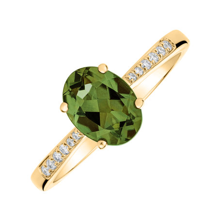 Prsten s diamanty a turmalínem green Bonbon