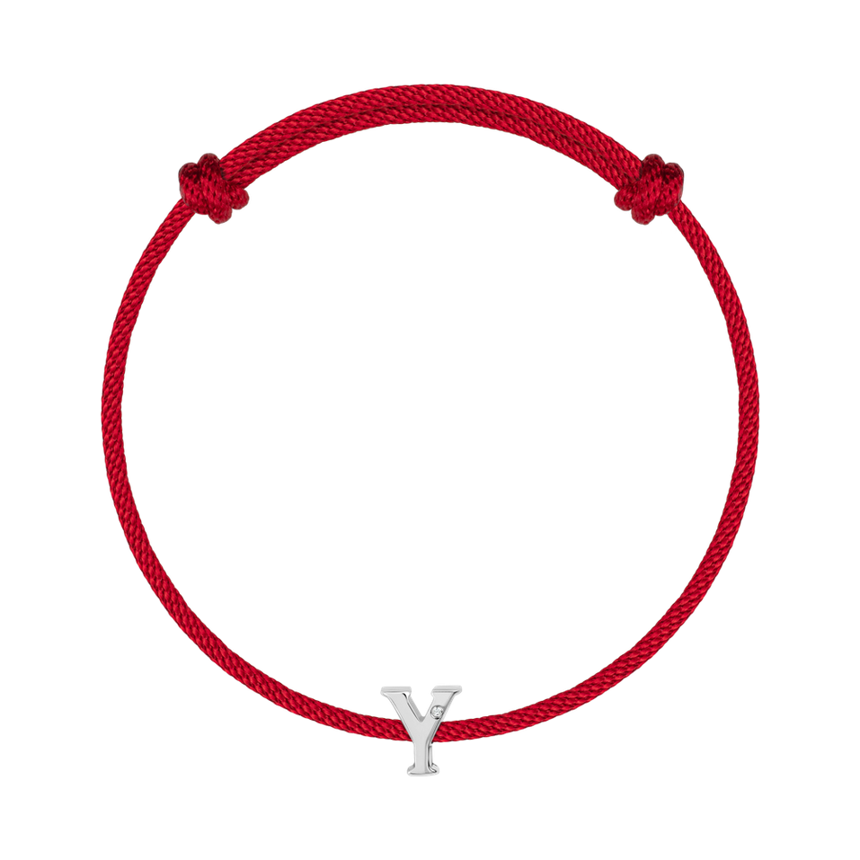 Náramek s diamantem a šňůrkou Flat Line Y