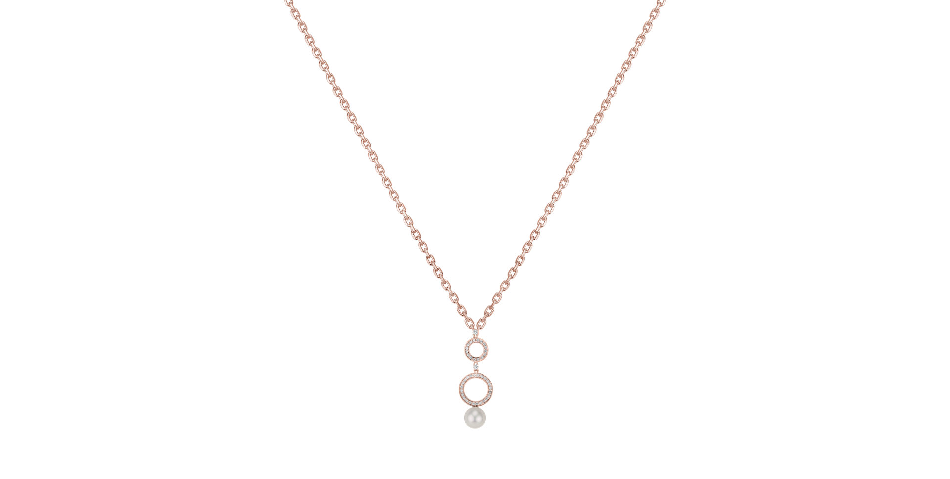 Náhrdelník s diamanty a sladkovodní bílou perlou Ocean Circles