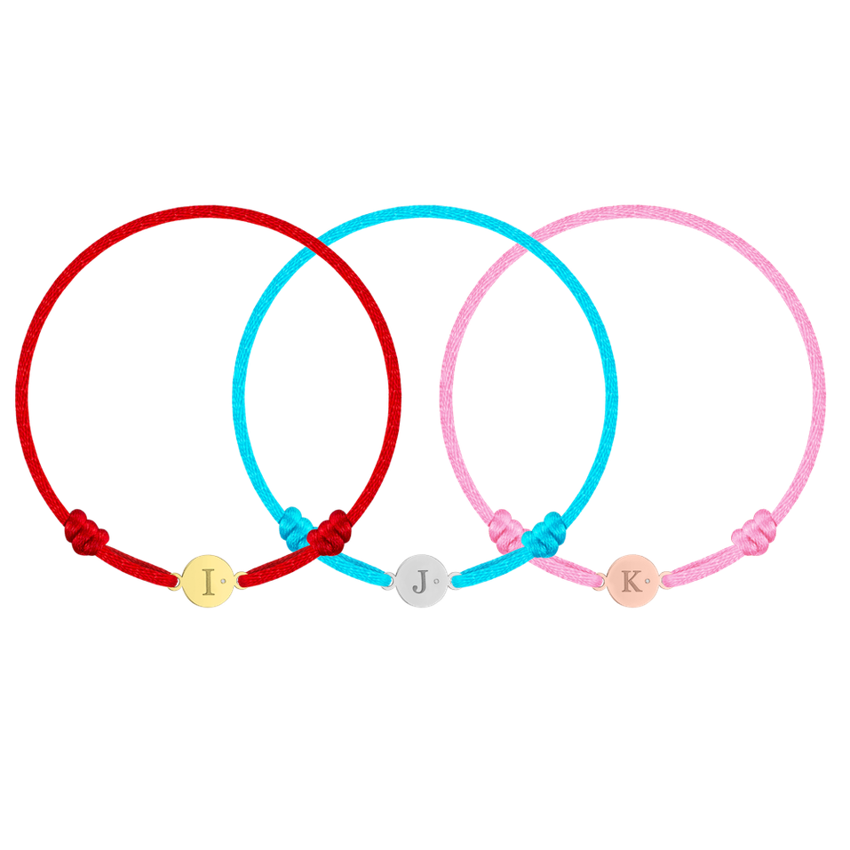 Dětský diamantový náramek se šňůrkou Circle Letter O