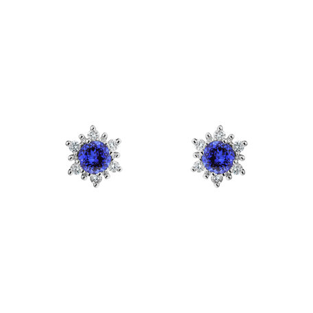 Náušnice s diamanty a tanzanitem Fancy Fairytale