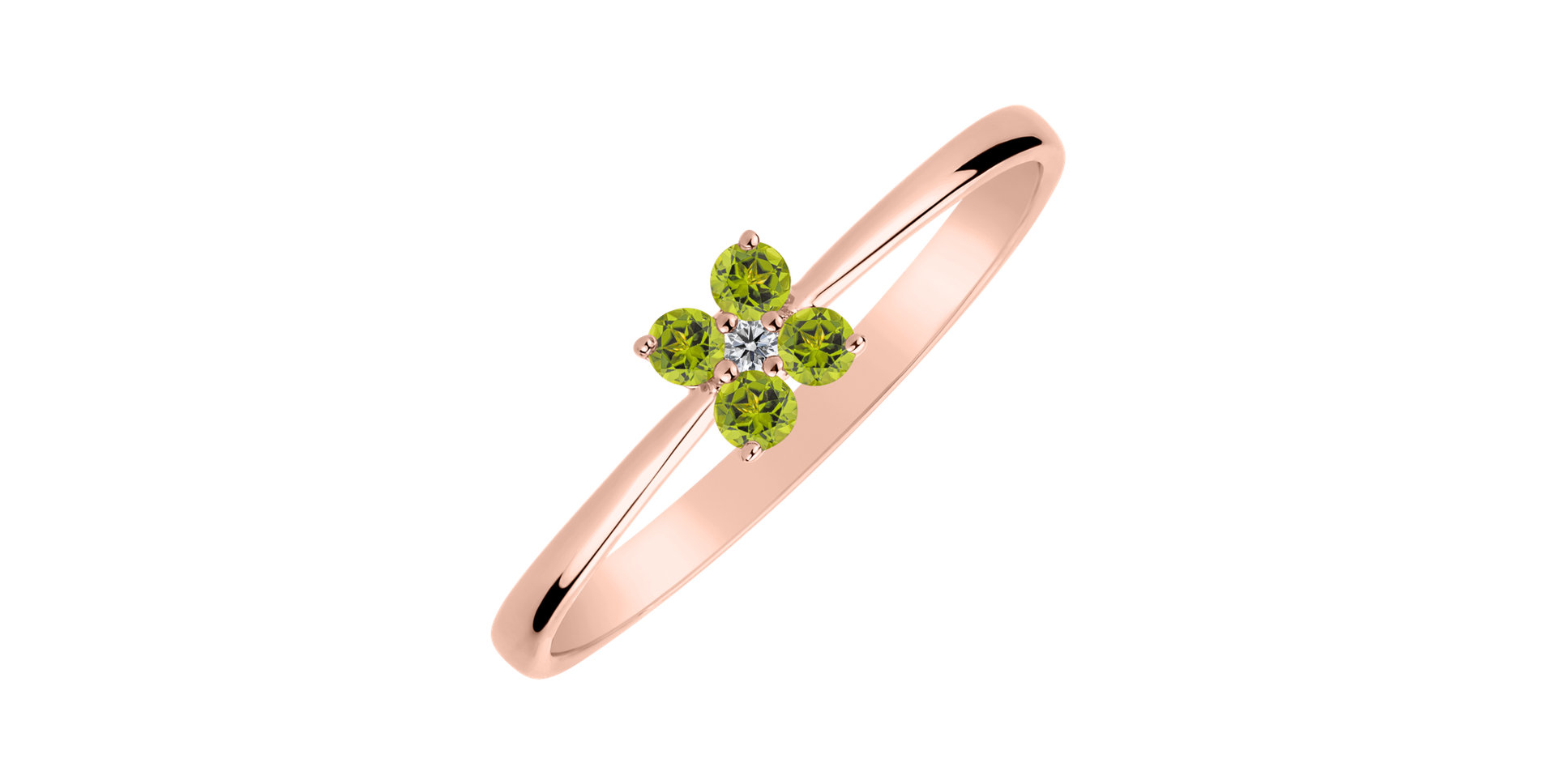 Prsten s diamantem a peridoty Divine Bloom