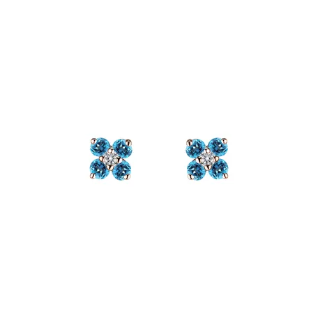 Náušnice s diamantem a topazy swiss Divine Bloom