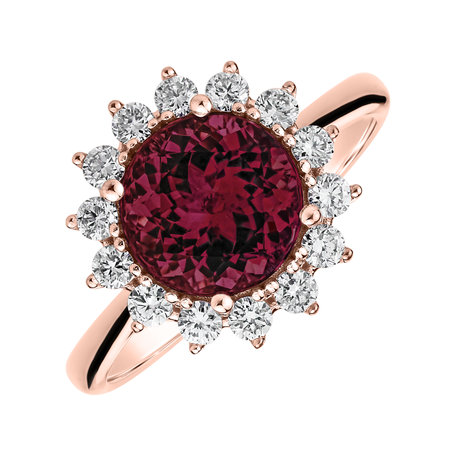 Prsten s diamanty a rhodolitem Stellar Sun