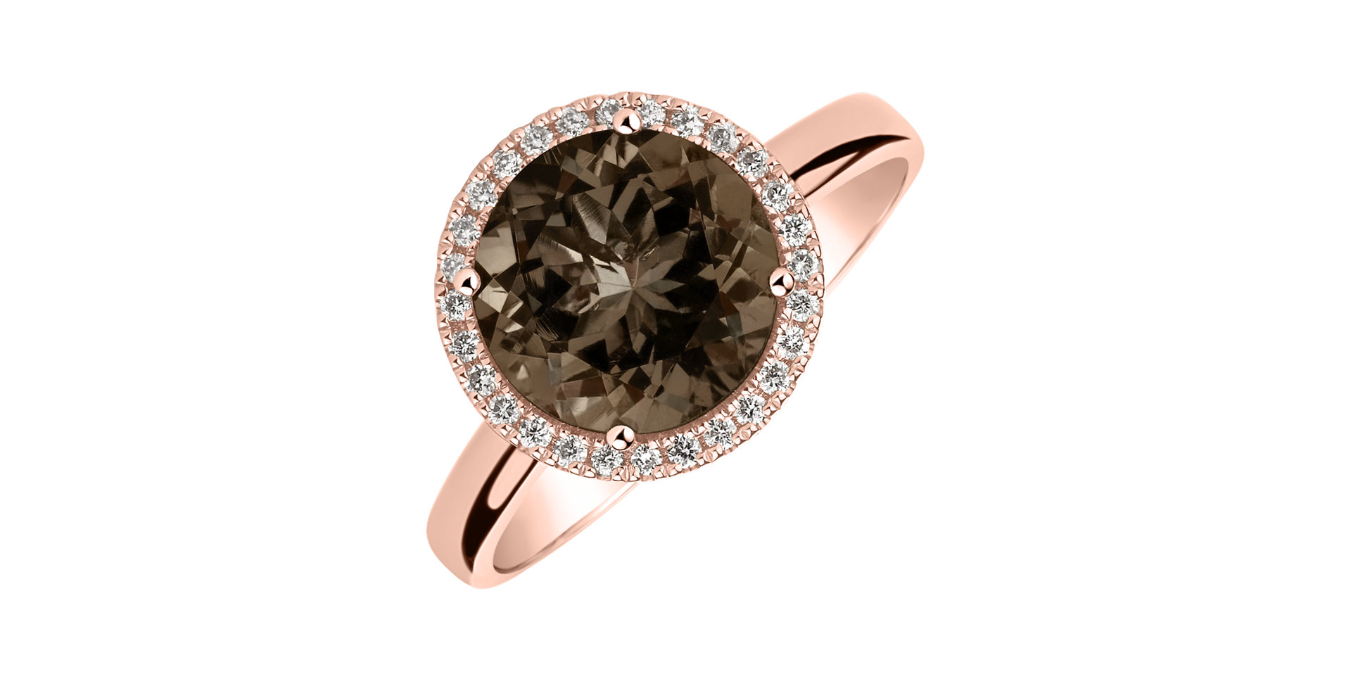 Prsten s diamanty a smoky quartzem Bonbon