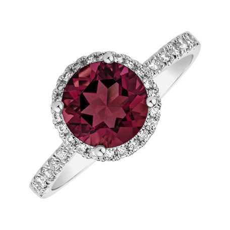 Prsten s diamanty a rhodolitem Sparkly Bonbon