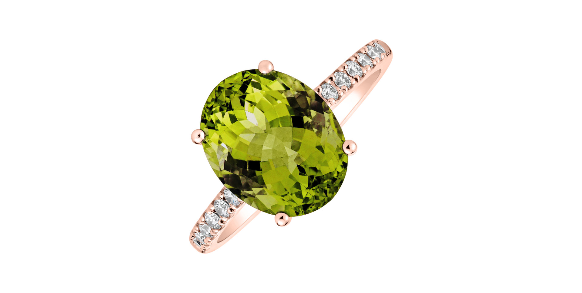 Prsten s diamanty a peridotem Playful Glamour