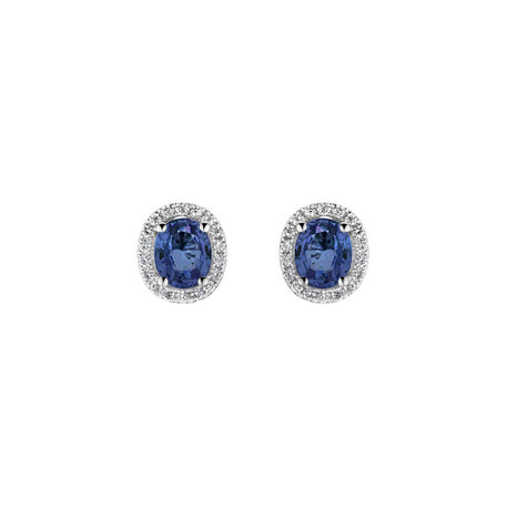 Náušnice s diamanty a safírem Imperial Sapphire