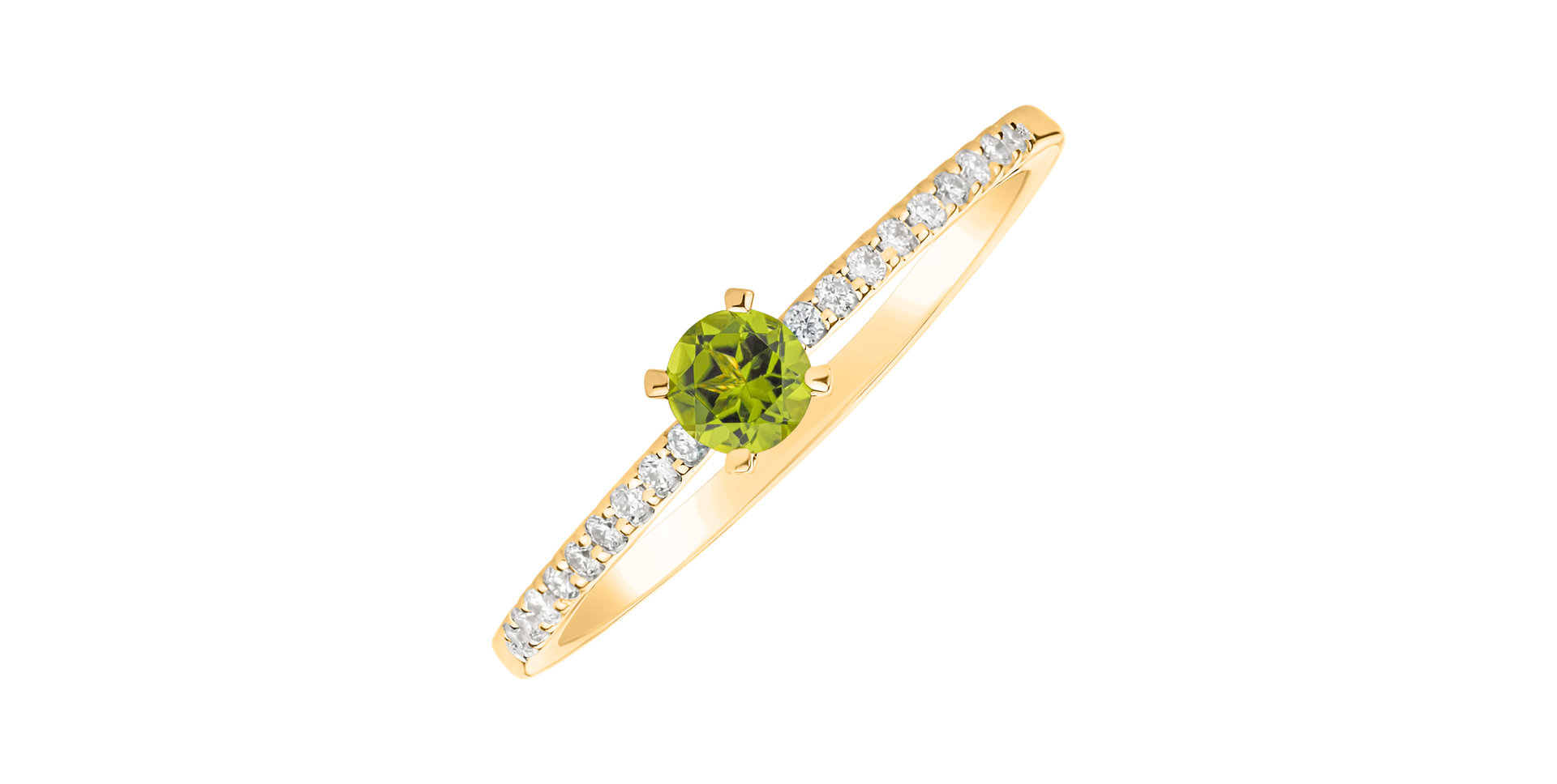 Prsten s diamanty a peridotem Gem Simplicity