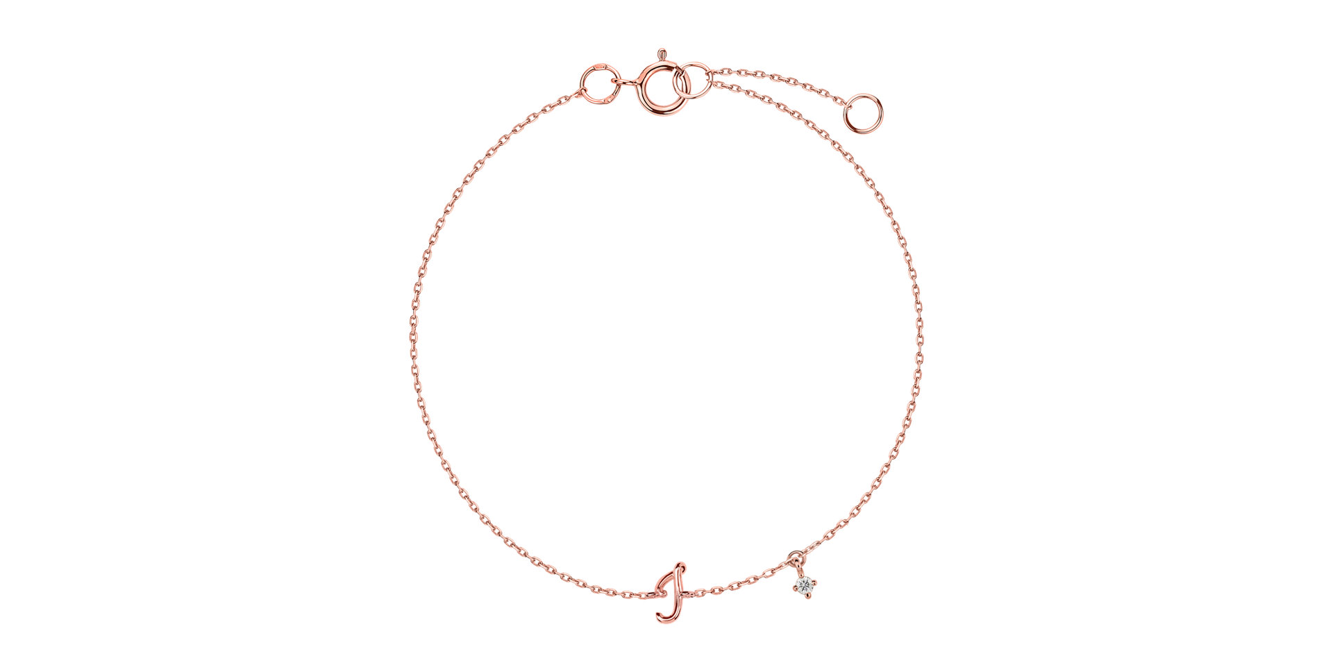 Náramek s diamantem Curly Letter I