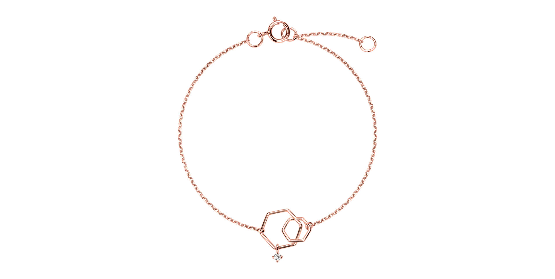 Náramek s diamantem Hexagon Elegance