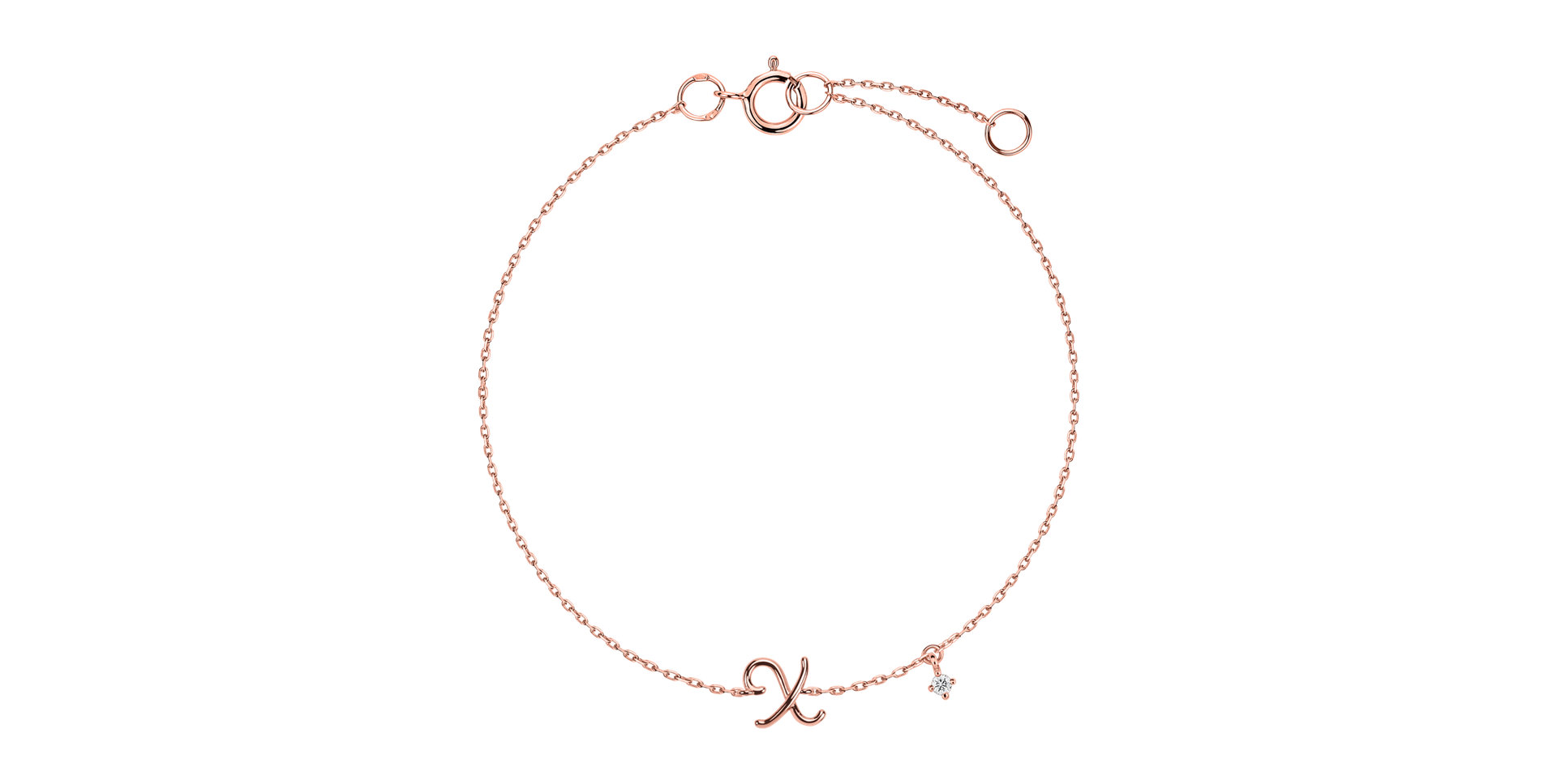 Náramek s diamantem Curly Letter X