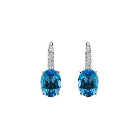 Náušnice s diamanty a topazem Niké Elegance