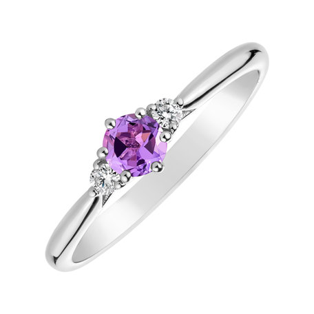 Prsten s diamanty a ametystem Midnight Serenity