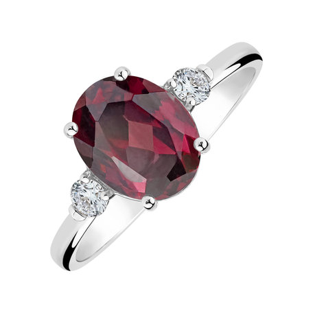 Prsten s diamanty a rhodolitem Asuan