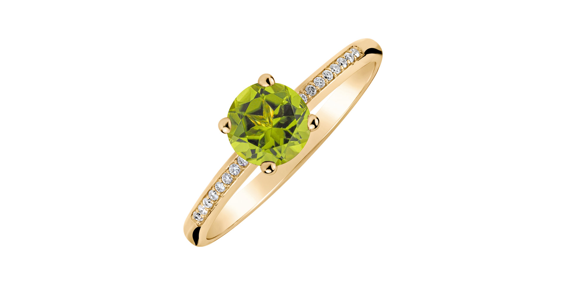 Prsten s diamanty a peridotem Satin