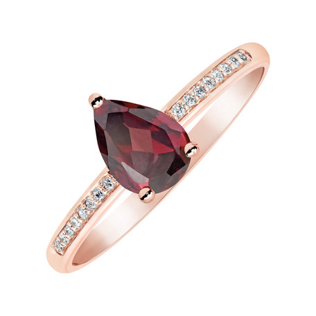Prsten s diamanty a rhodolitem Teardrop