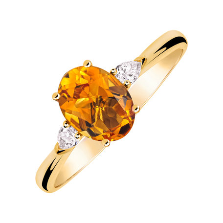 Prsten s diamanty a citrínem Annelise