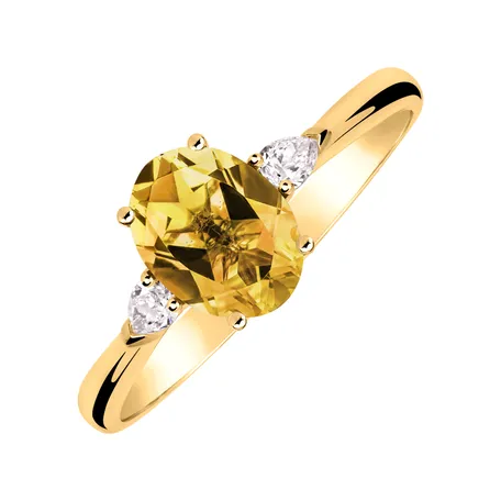 Prsten s diamanty a citrínem Annelise
