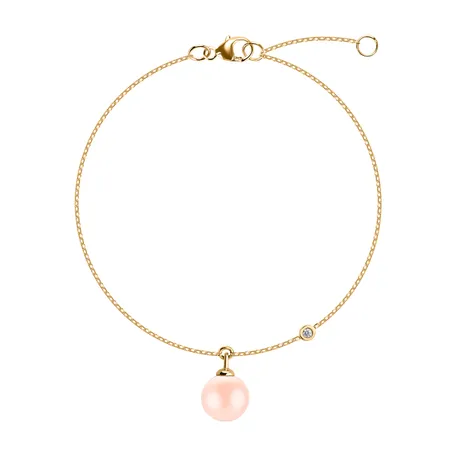 Náramek s diamantem a sladkovodní růžovou perlou Lovely Lake