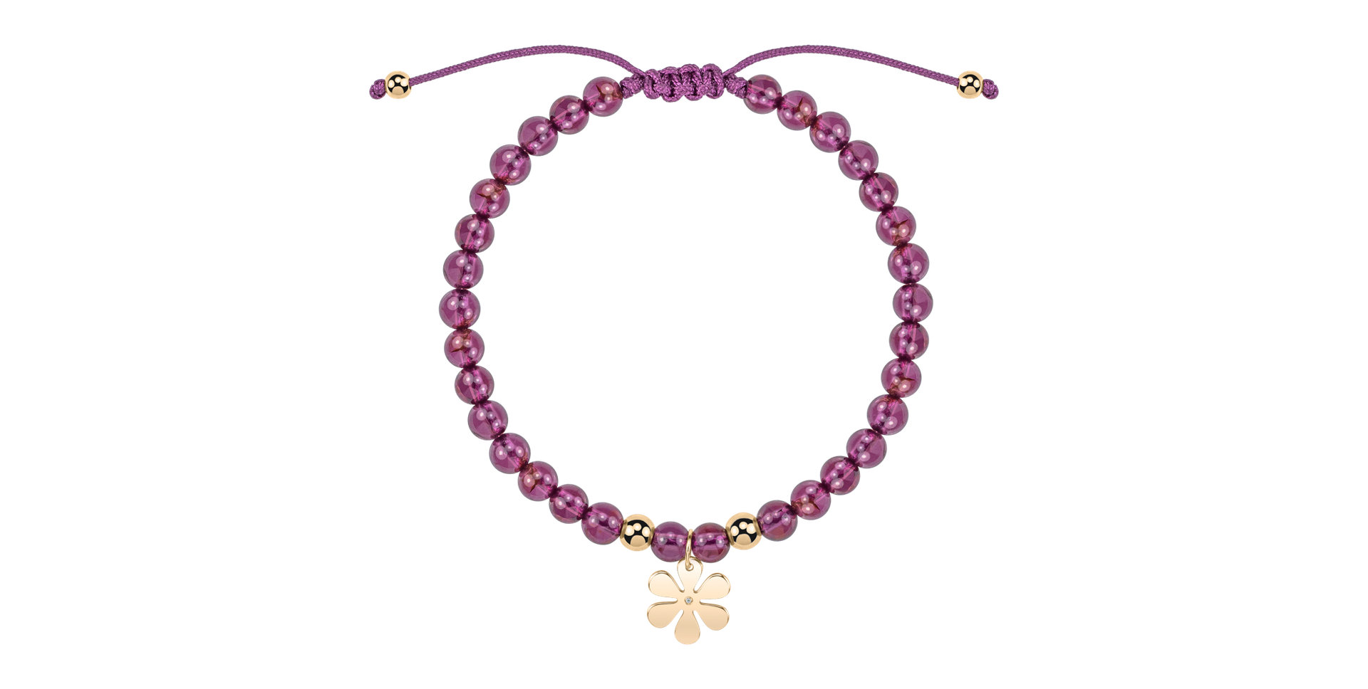 Náramek s diamantem a granáty Lucky FLower