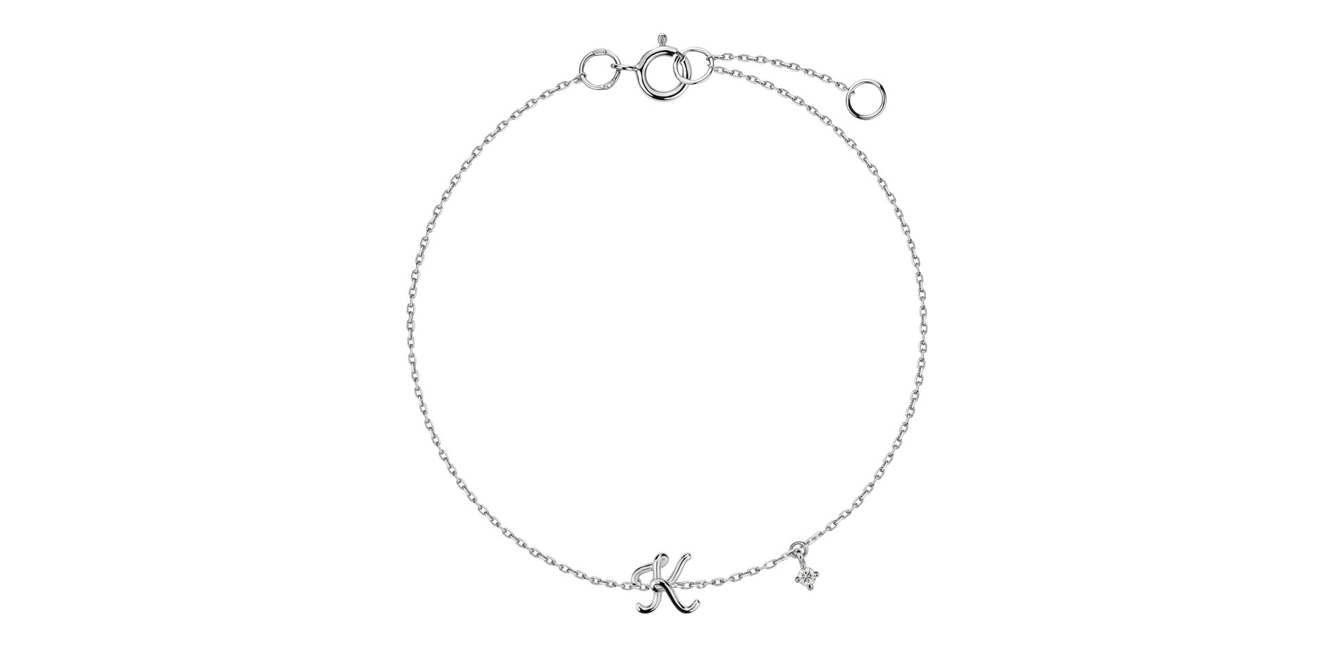 Náramek s diamantem Curly Letter K