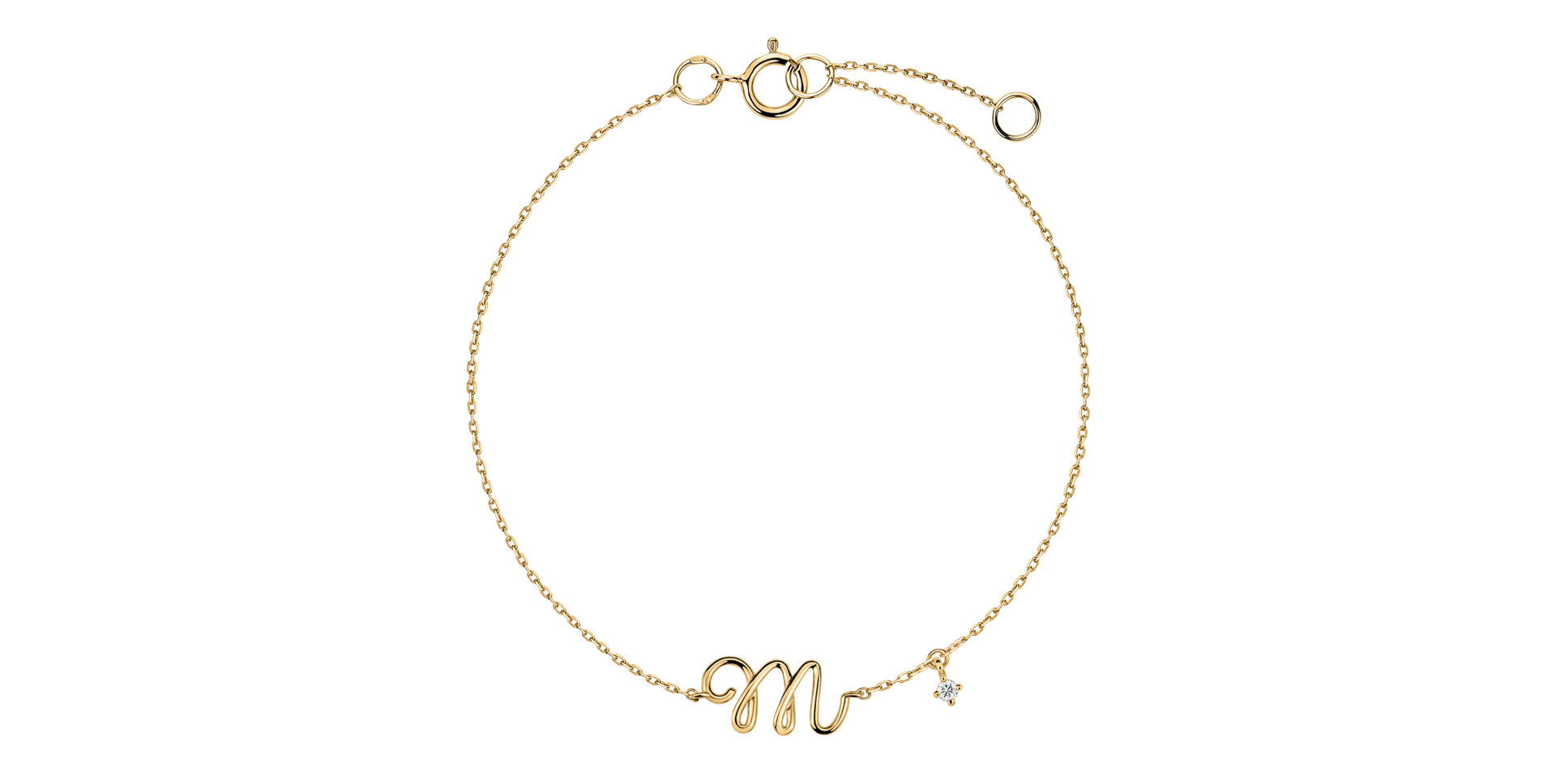 Náramek s diamantem Curly Letter M