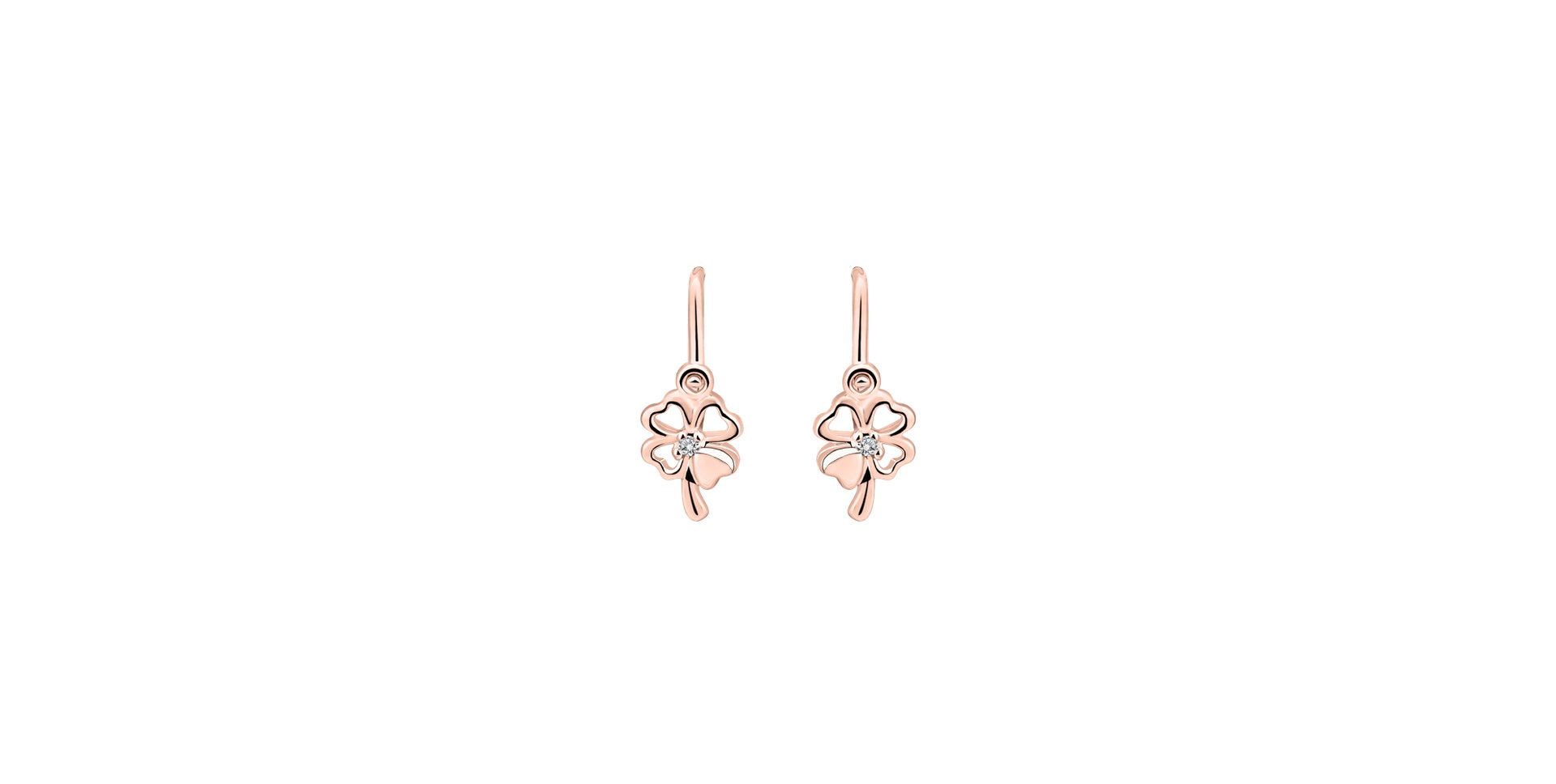 Dětské náušnice s diamantem Cloverleaf