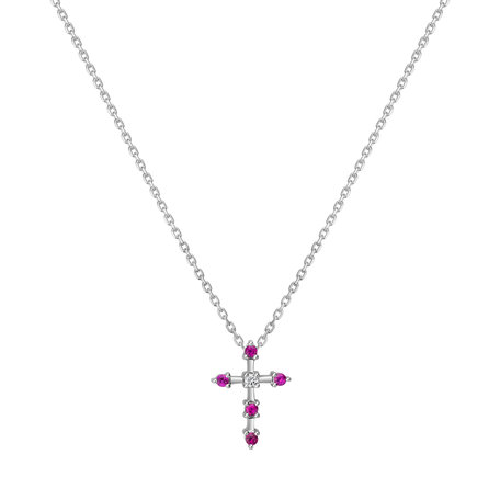 Náhrdelník s diamantem a rubíny Sparkling Cross