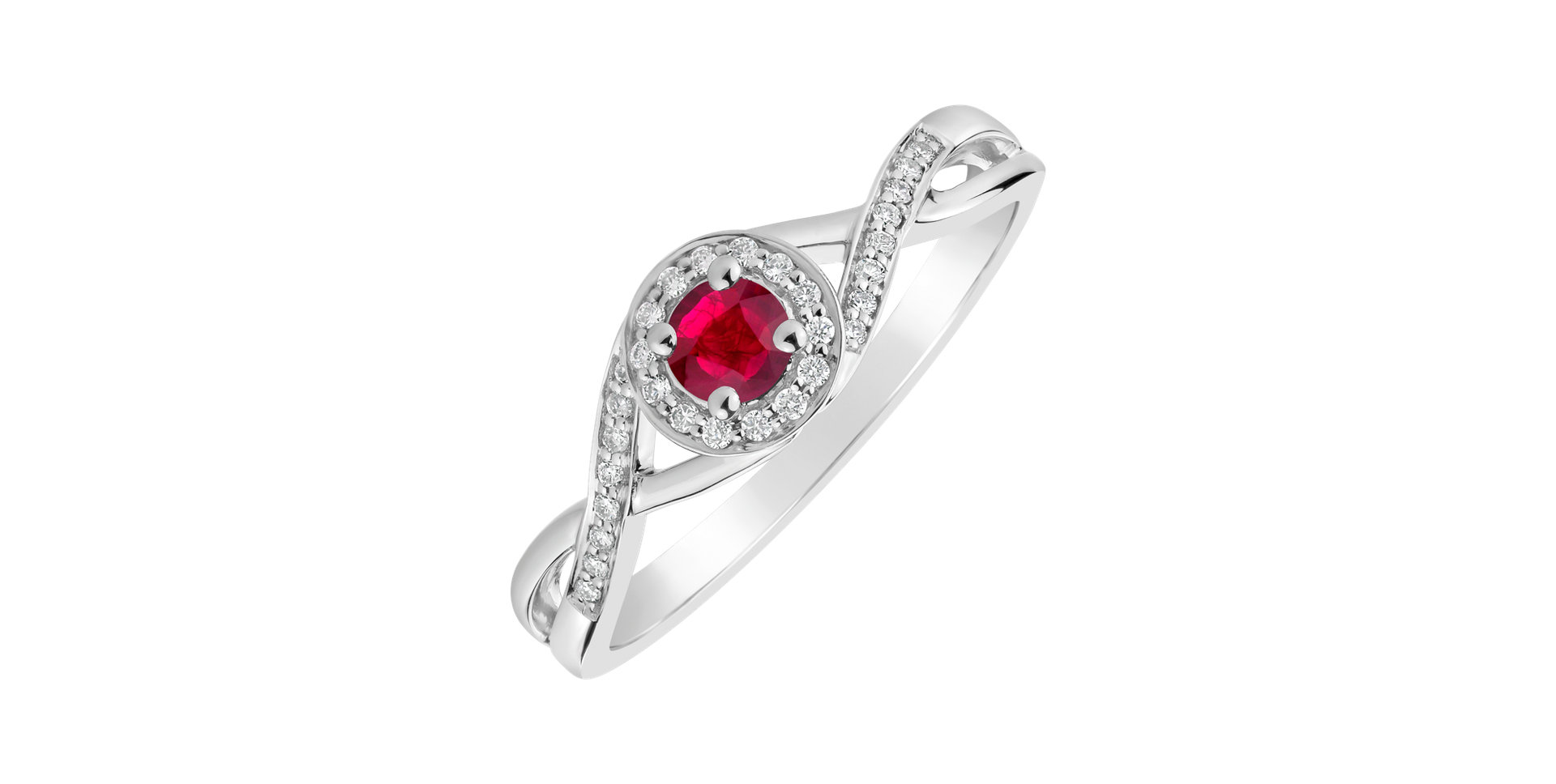 Prsten s diamanty a rubínem Curvy Wish