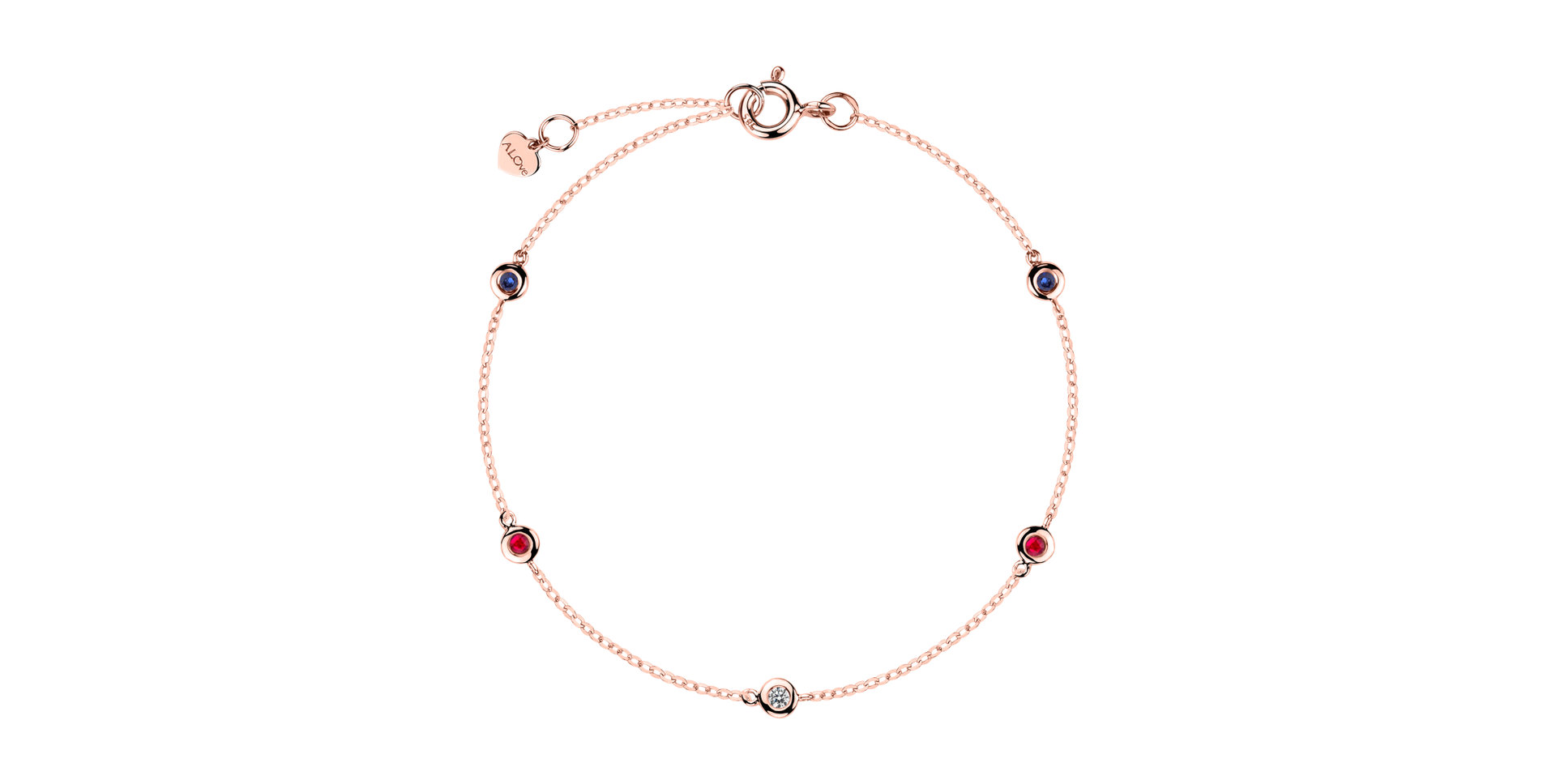 Náramek s diamantem, rubíny a safíry Dots