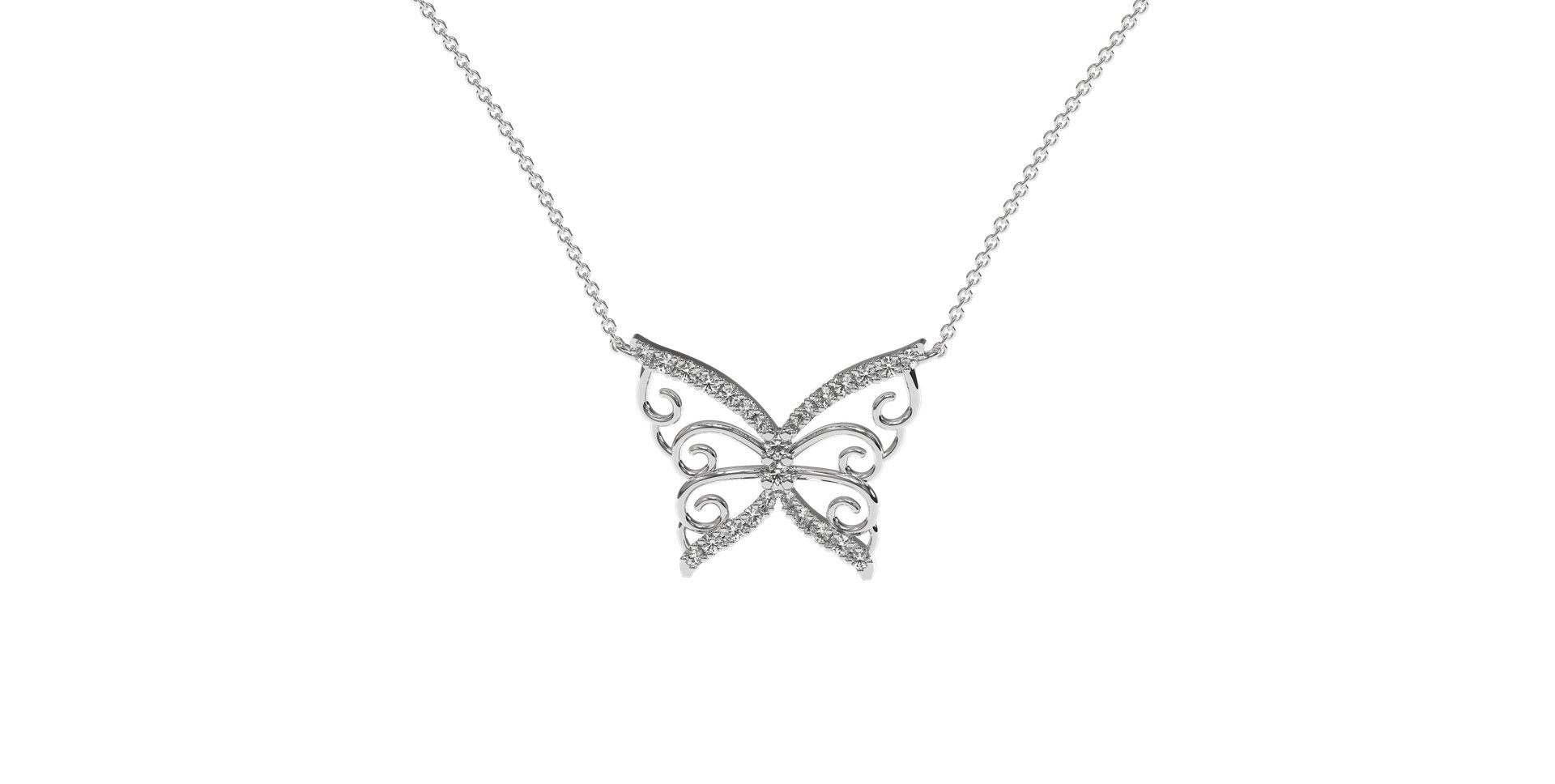 Náhrdelník s diamanty Butterfly