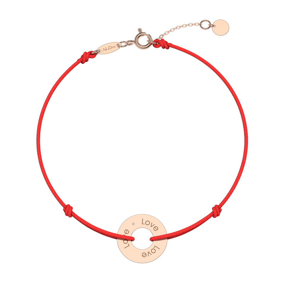 Diamantový náramek se šňůrkou Love Circle
