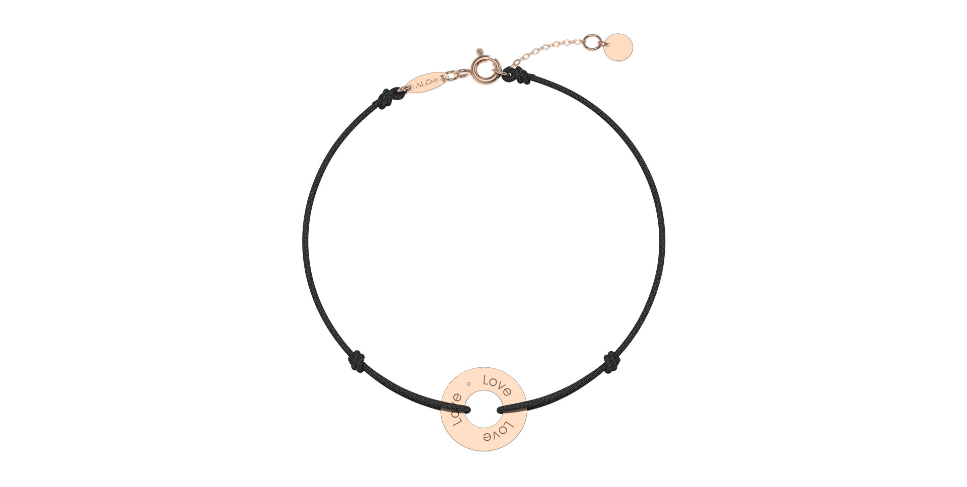 Diamantový náramek se šňůrkou Love Circle