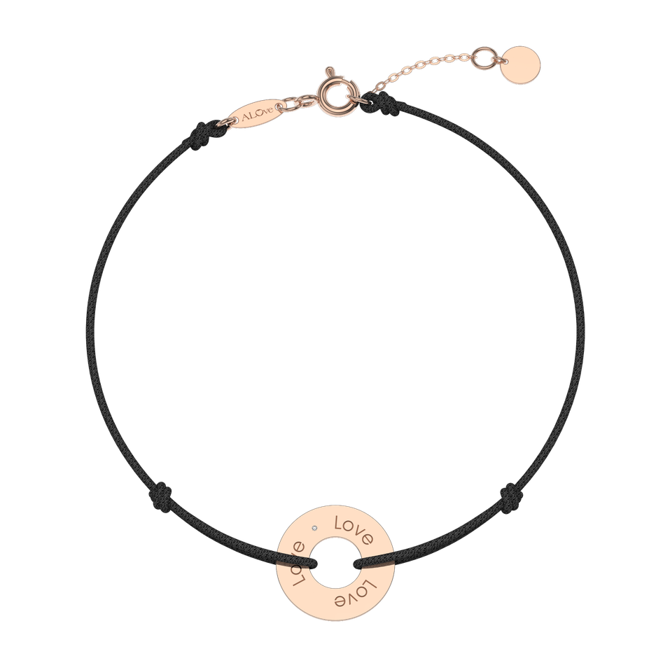 Diamantový náramek se šňůrkou Love Circle