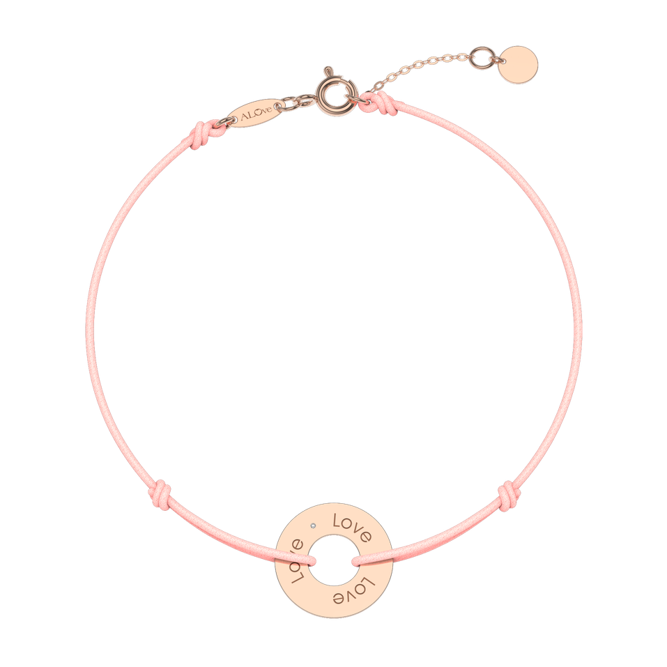 Diamantový náramek se šňůrkou Love Circle