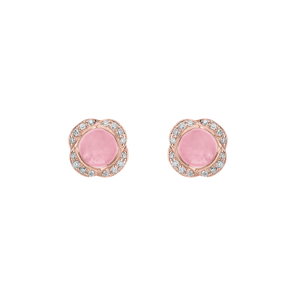 Náušnice s diamanty a růženínem Pink Candy