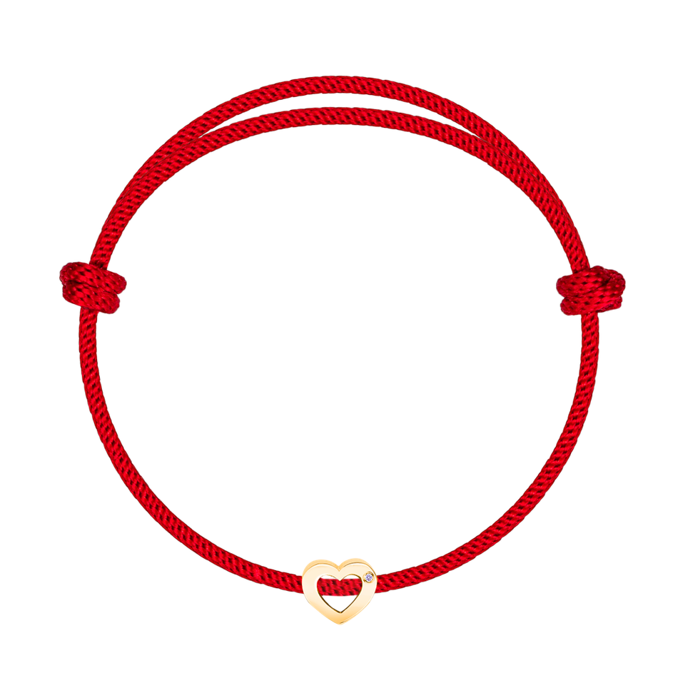 Diamantový náramek se šňůrkou Bold Heart