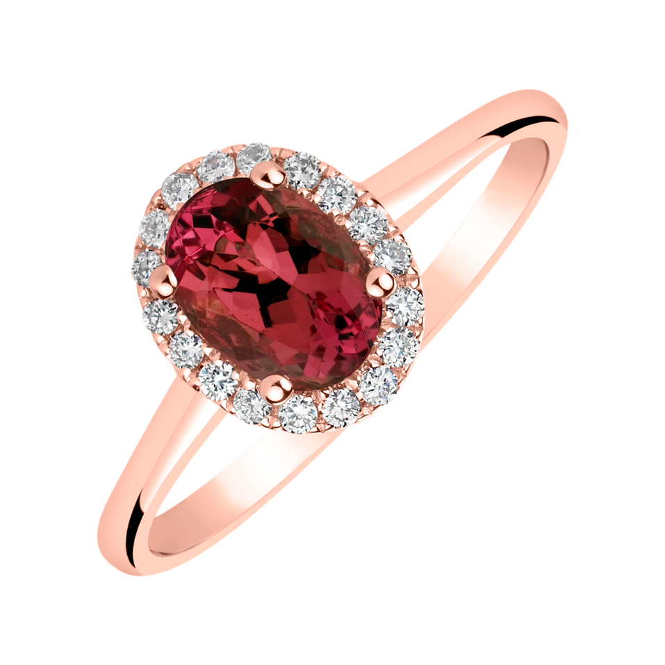 Prsten s diamanty a rubínem Princess