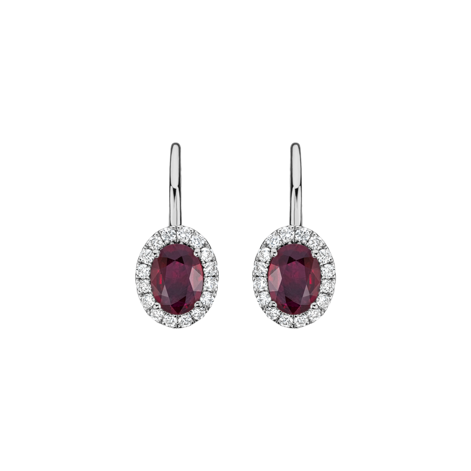 Náušnice s diamanty a rubínem Princess