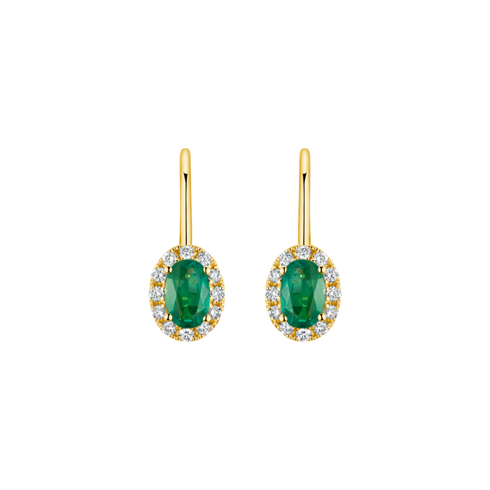 Náušnice s diamanty a smaragdem Princess