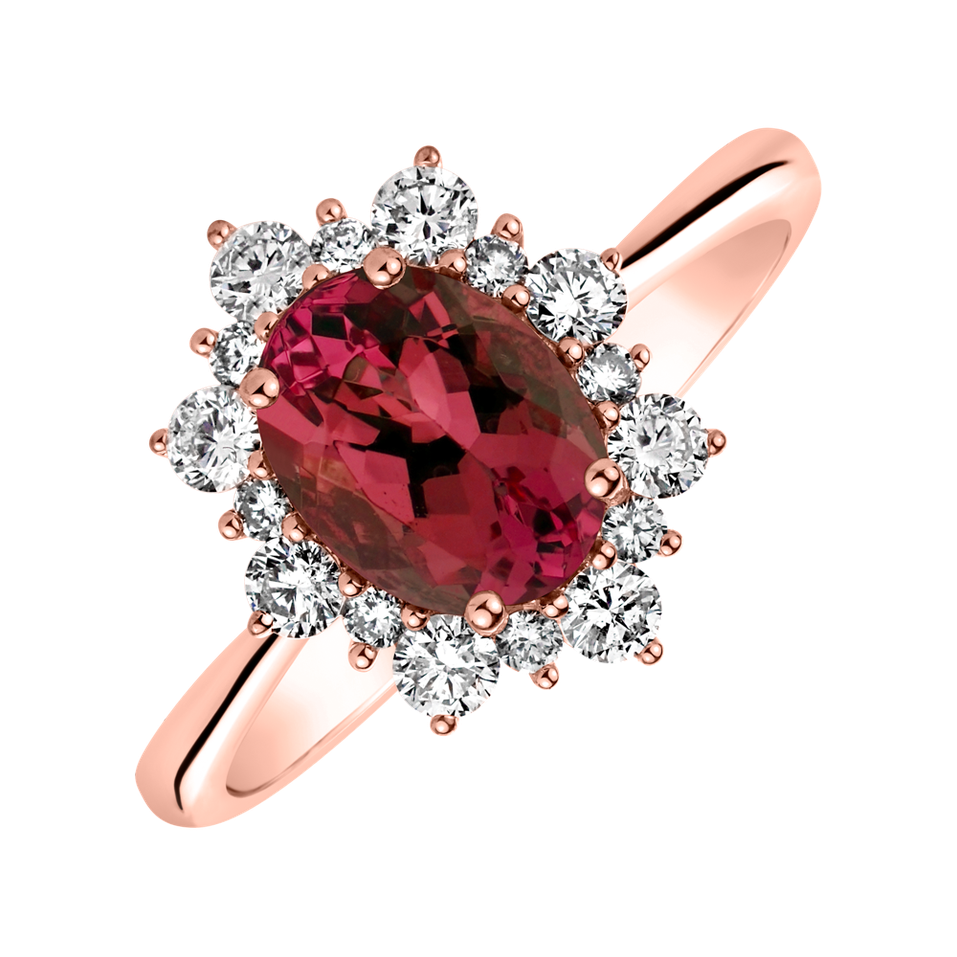 Prsten s rubínem a diamanty Princess