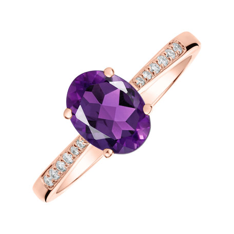 Prsten s diamanty a ametystem brazil Bonbon